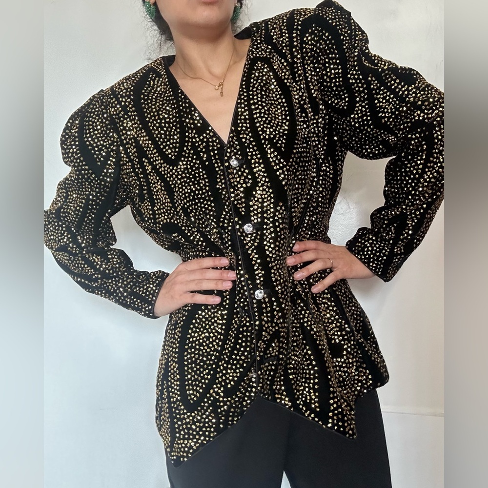 Vintage Ricki Lang NUIT 80's Velvet Silky Blouse